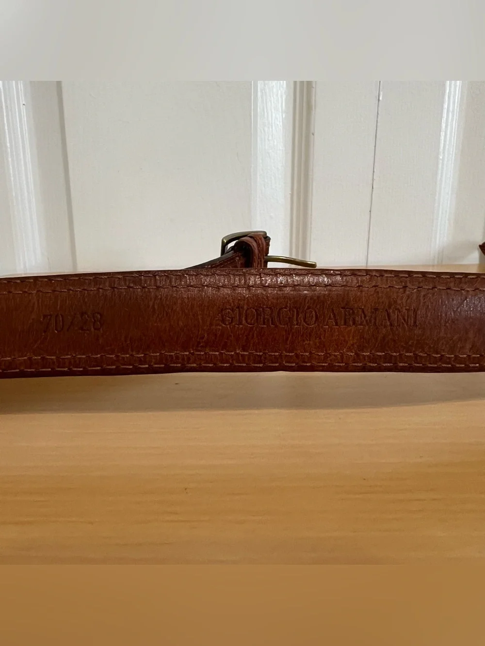 Vtg Giogio Armani Men's Brown Textured Leather Belt Size 70/28